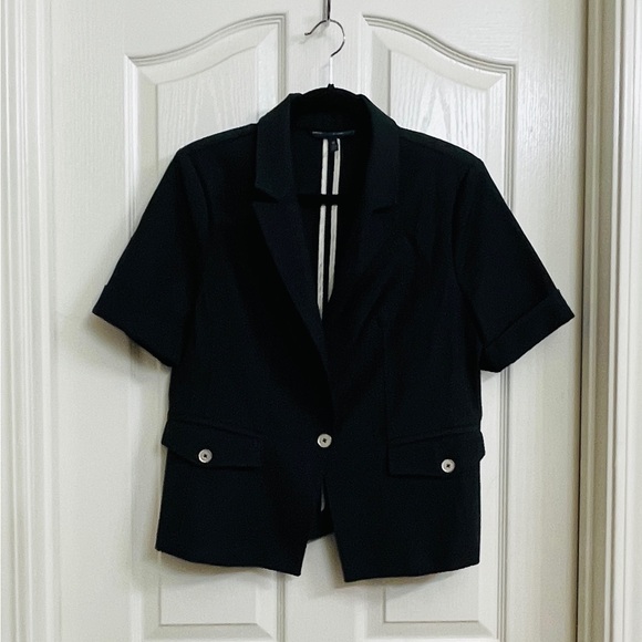 White House Black Market Black Shirt Sleeve Suit Jacket Size 12 - Picture 4 of 6